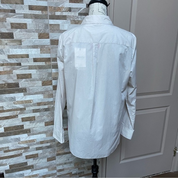 THEORY NWT Straight Cotton Button Shirt Wheat Sz L - Picture 7 of 11
